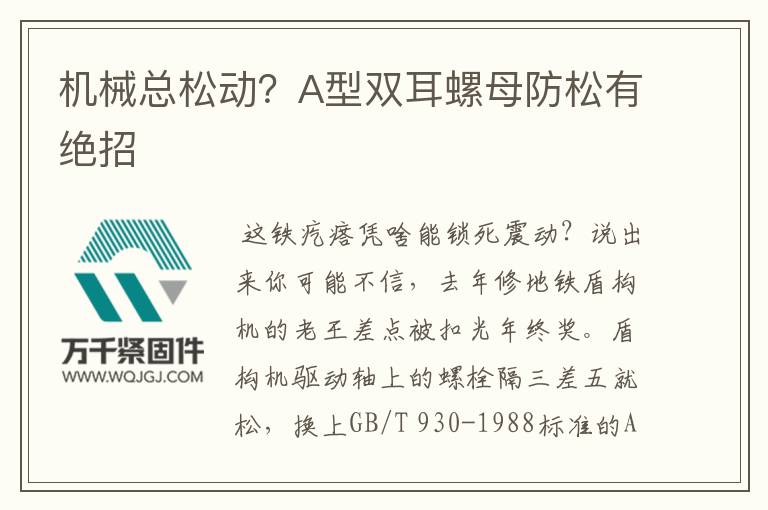 機(jī)械總松動(dòng)？A型雙耳螺母防松有絕招