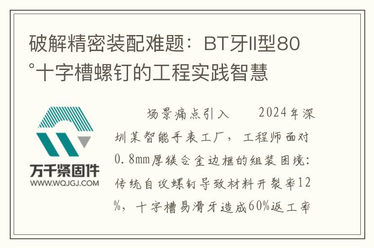 破解精密裝配難題：BT牙II型80°十字槽螺釘?shù)墓こ虒?shí)踐智慧