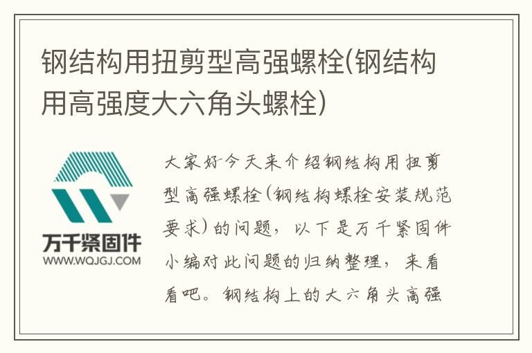 鋼結(jié)構(gòu)用扭剪型高強螺栓(鋼結(jié)構(gòu)用高強度大六角頭螺栓)