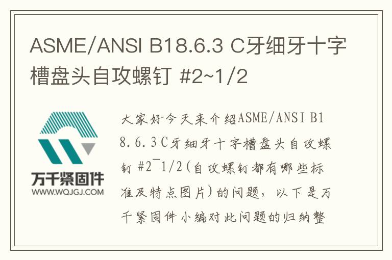 ASME/ANSI B18.6.3 C牙細(xì)牙十字槽盤頭自攻螺釘 #2~1/2