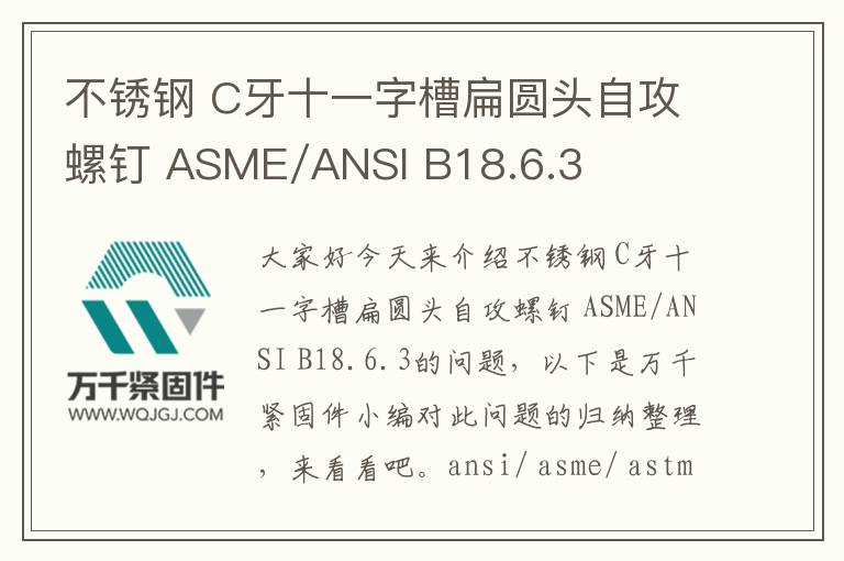 不銹鋼 C牙十一字槽扁圓頭自攻螺釘 ASME/ANSI B18.6.3