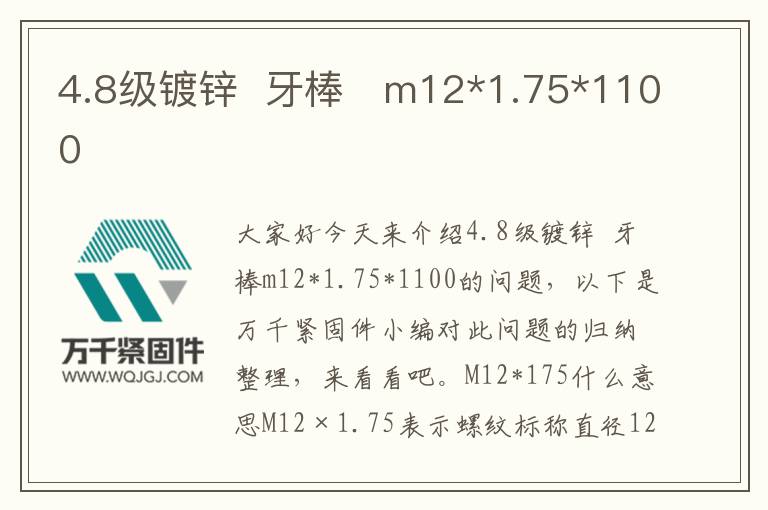 4.8級(jí)鍍鋅  牙棒	m12*1.75*1100