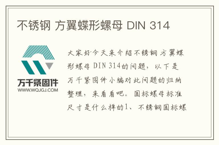 不銹鋼 方翼蝶形螺母 DIN 314