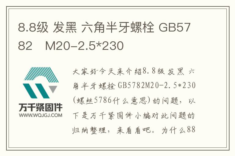 8.8級 發(fā)黑 六角半牙螺栓 GB5782	M20-2.5*230