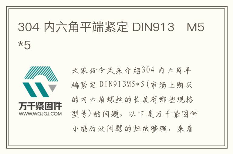304 內(nèi)六角平端緊定 DIN913 M5*5