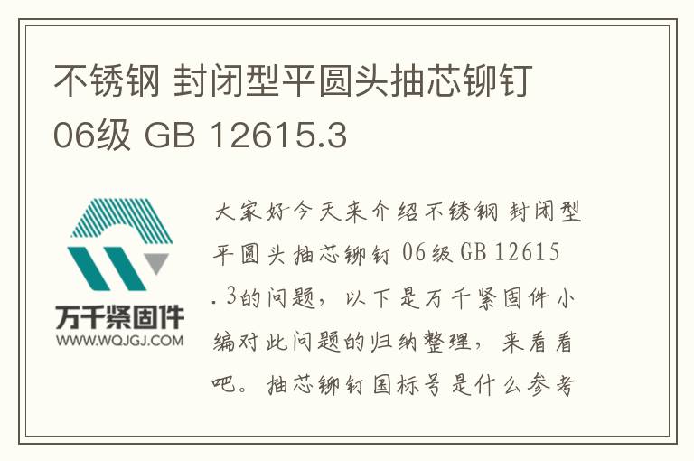 不銹鋼 封閉型平圓頭抽芯鉚釘 06級(jí) GB 12615.3