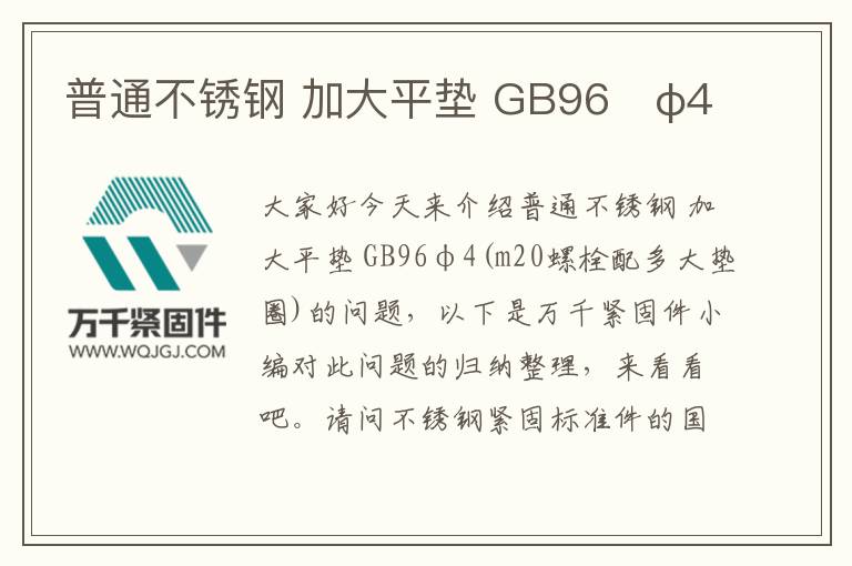 普通不銹鋼 加大平墊 GB96 φ4
