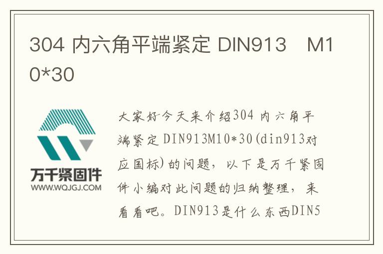 304 內(nèi)六角平端緊定 DIN913	M10*30
