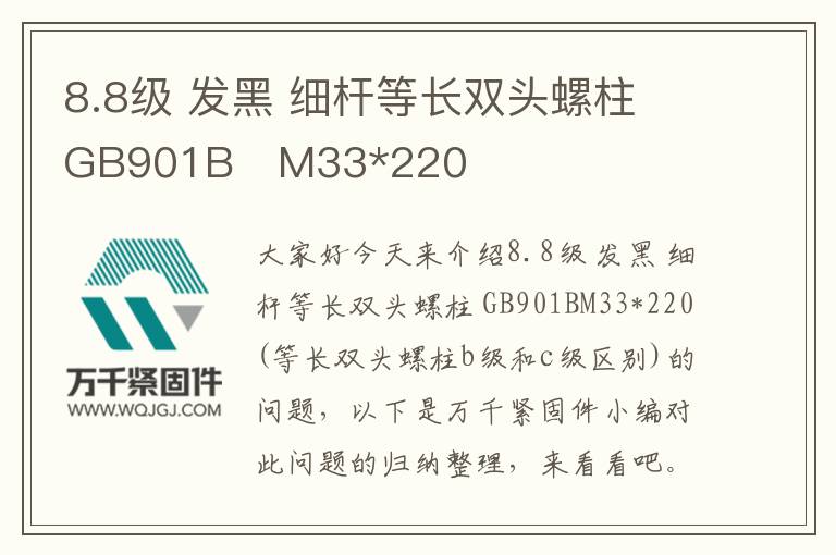 8.8級(jí) 發(fā)黑 細(xì)桿等長雙頭螺柱 GB901B	M33*220