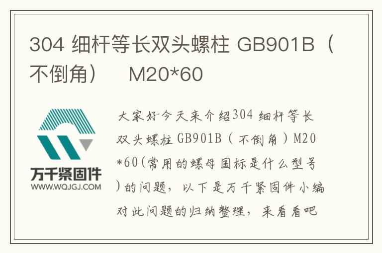 304 細(xì)桿等長(zhǎng)雙頭螺柱 GB901B(不倒角) M20*60